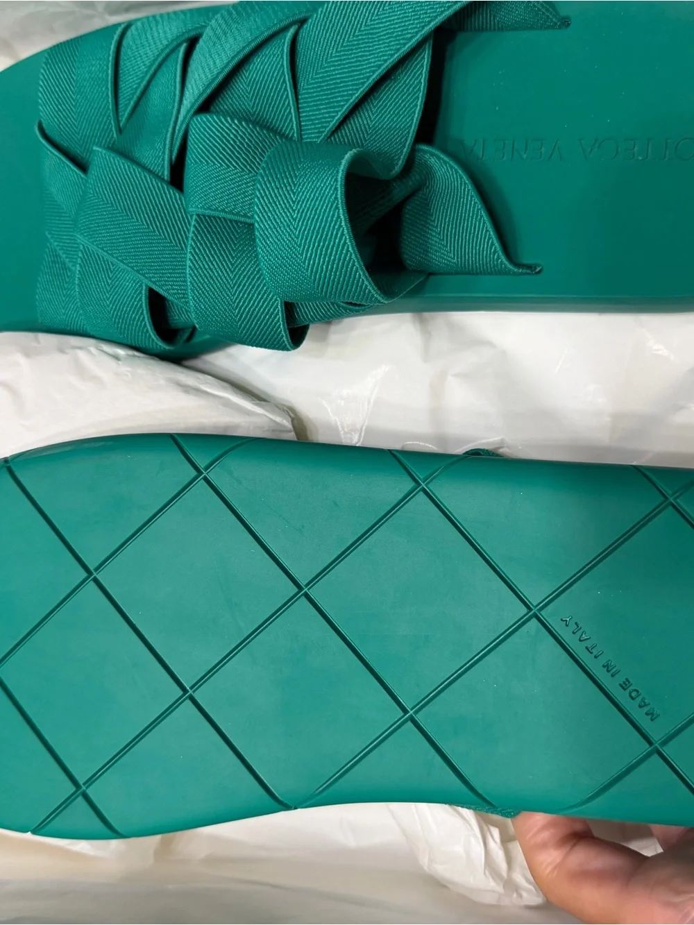 Bottega Veneta Starfish Intrecciato Slide - Teal